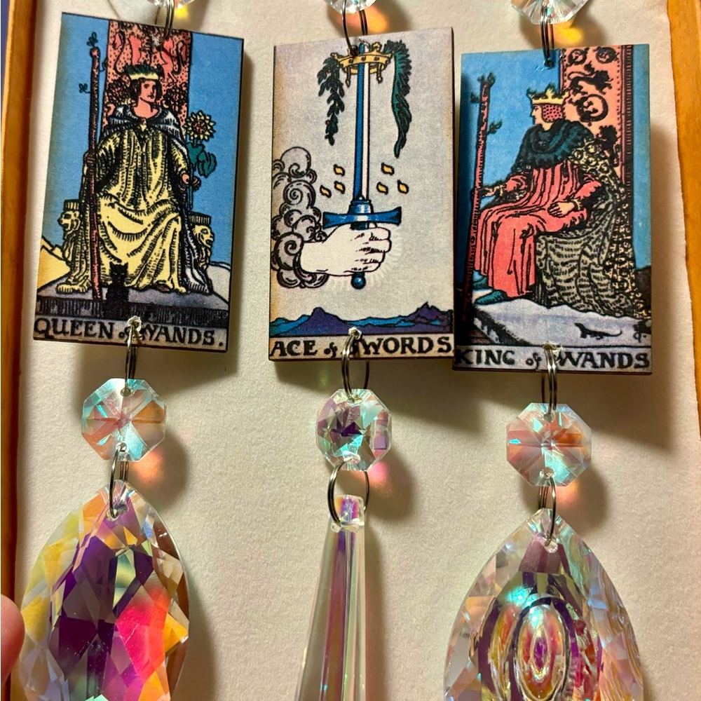 King and Queen of Wands Ornament, Tarot Card suncatcher ornament, tarot ornament